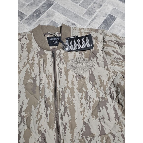 New Harley Davidson Quilted Park Jacket Woven Camo 97400-24VM/002L Mens Size 2XL - Picture 2 of 11